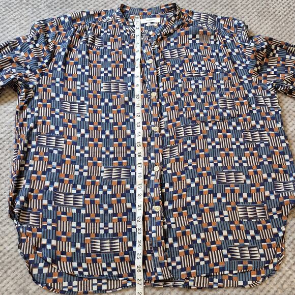 Isabel Marant Etoile Nahala Geo Print Button Up Cotton 38 US M Mandarin Boho Art - Picture 6 of 9
